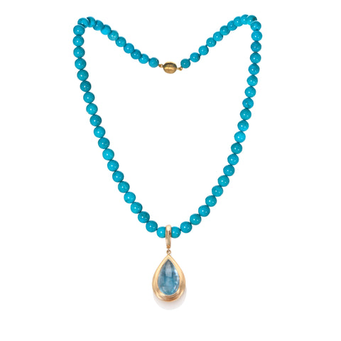 Pear Shaped Paraiba Tourmaline and Diamond Necklace